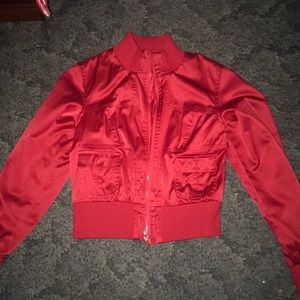 red winter jacket